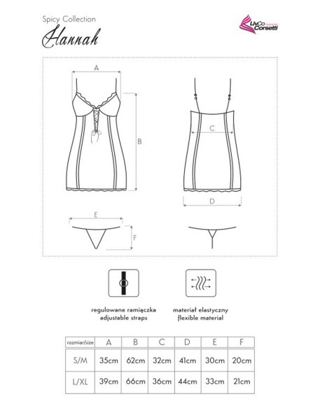 Hannah koszulka nocna ze stringami czarna,...