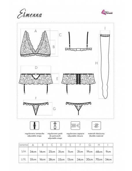 Esmenna set bra + pas + thongs + stockings...