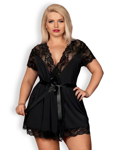 Peniuar czarny z krótkim rękawem, Obsessive...