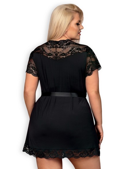 Peniuar black with short sleeve, Obsessive 810-pei-1