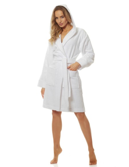 Bathrobe ladies' bawełniany short with hood L&L 2101