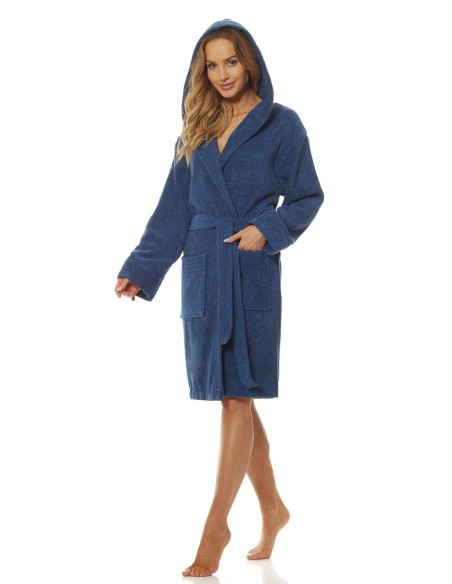 Bathrobe ladies' bawełniany short with hood L&L 2101