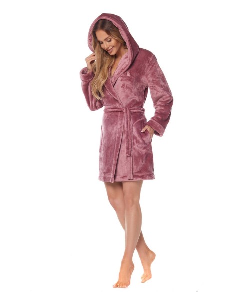 Bathrobe ladies' ciepły short with hood L&L Rabbit 2121