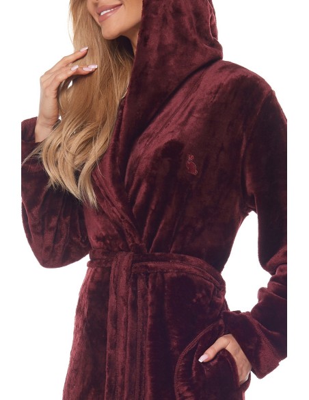 Szlafrok damski ciepły krótki z kapturem L&L Rabbit 2121 