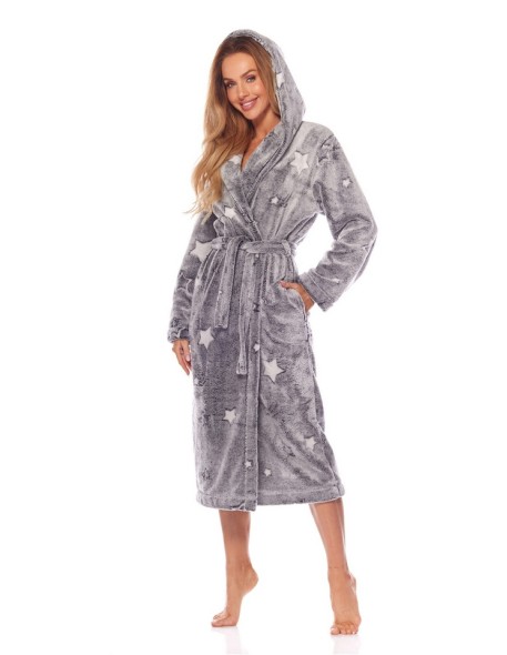 Bathrobe ladies' long with hood L&L Nela 2213