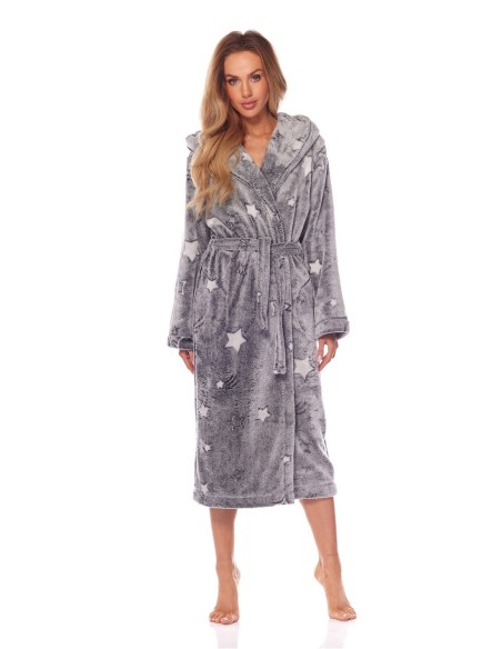 Bathrobe ladies' long with hood L&L Nela 2213