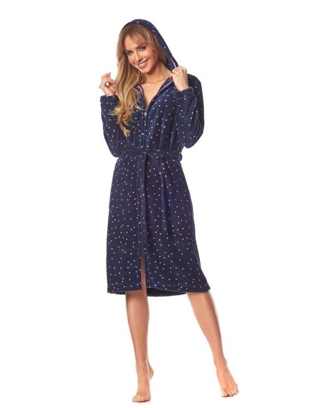 Szlafrok damski na zamek z kapturem L&L ZPPR 9156 