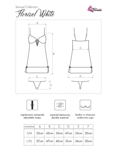 Florizel t-shirt night with thongs white, Livia...