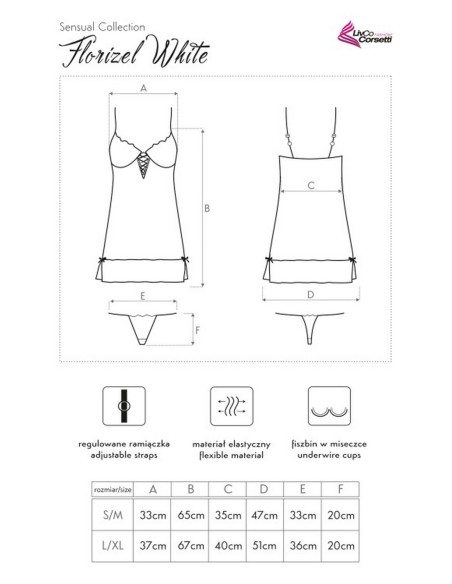 Florizel koszulka nocna ze stringami biała, Livia Corsetti lc 90192 