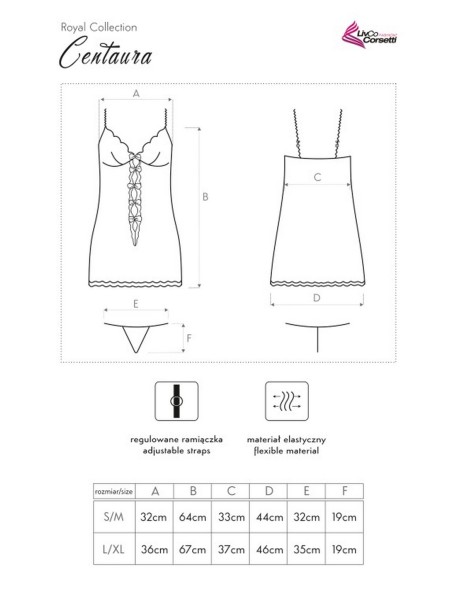 Centaura t-shirt night with thongs black, Livia...