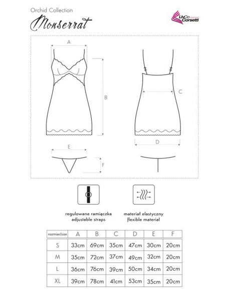 Monserrat satin t-shirt night with thongs,...