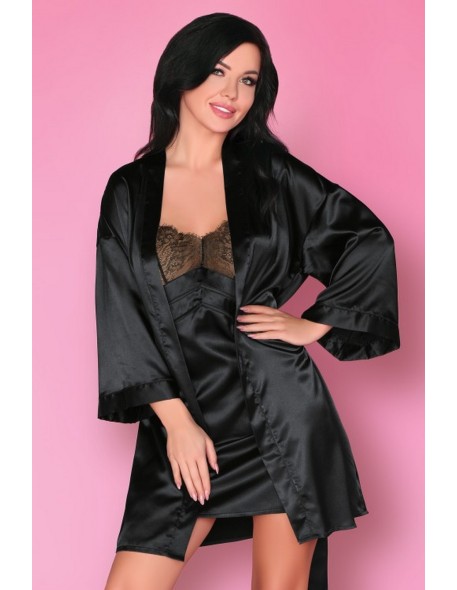 Dorettela bathrobe ladies' satin black, Livia...