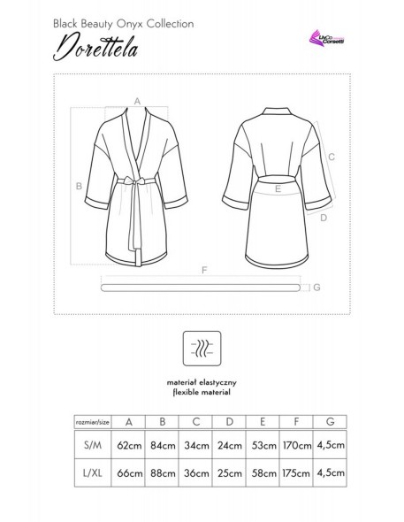 Dorettela szlafrok damski satynowy czarny,...