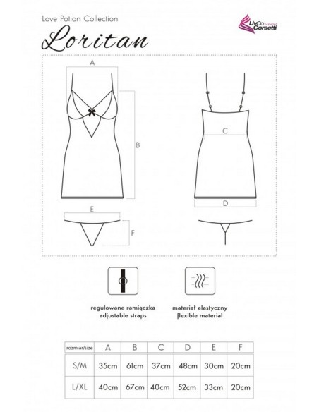 Loritan t-shirt night with thongs black, Livia Corsetti lc 99185