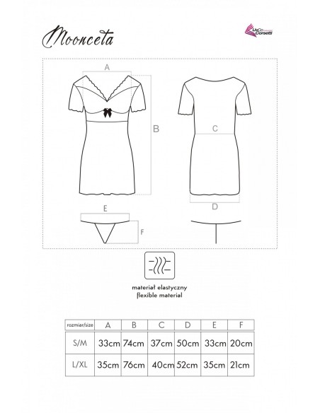 Moonceta koszulka nocna ze stringami czarna, Livia Corsetti lc 99207 