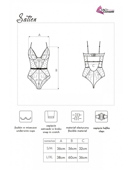 Satien body erotyczne czarne, Livia Corsetti lc 90553 