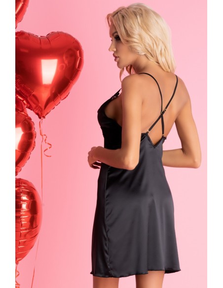 Marinsani satin t-shirt night with thongs black, Livia Corsetti lc 90566