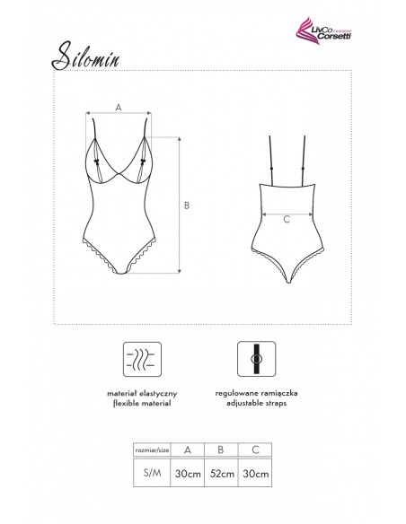 Silomin set lacy body + short bathrobe black, Livia Corsetti lc 1401