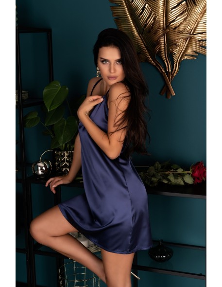 Mirdama satin t-shirt night with thongs navy...