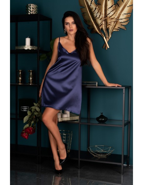 Mirdama satin t-shirt night with thongs navy...