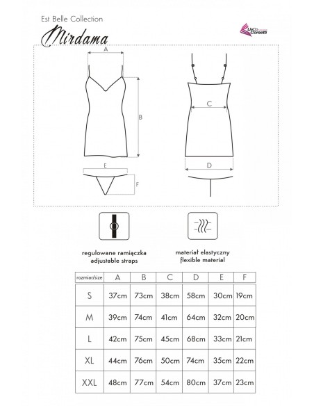 Mirdama satin t-shirt night with thongs navy blue, Livia Corsetti lc 90519