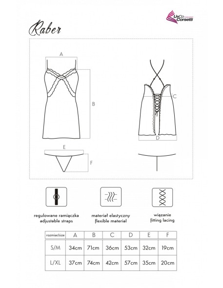 Raber satin t-shirt night with thongs gold,...