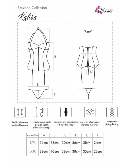 Kalisa set corset + thongs black, Livia...