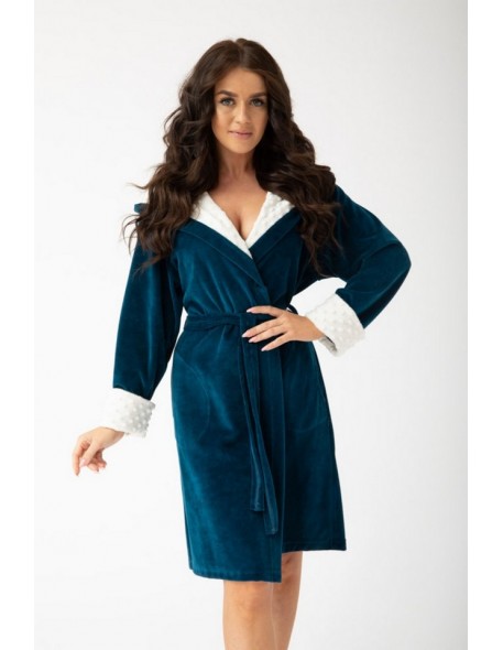 Bathrobe ladies' welurowy with hood Dorota FR-152