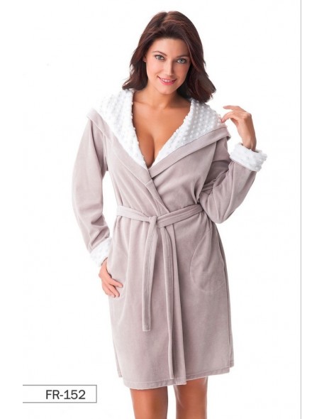 Bathrobe ladies' welurowy with hood Dorota FR-152