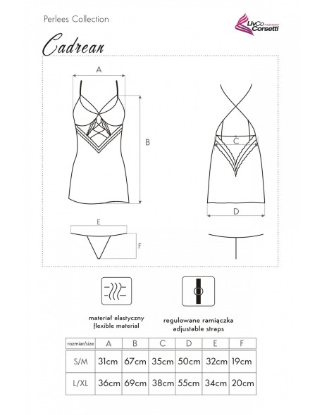 Cadrean t-shirt night with thongs pink, Livia...