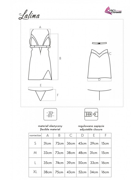 Lalima koszulka nocna ze stringami czarna,...