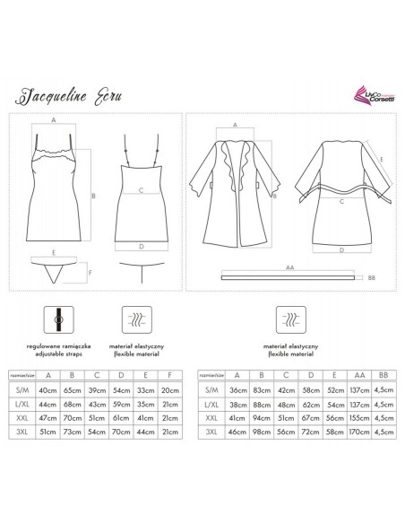 Jacqueline set t-shirt + bathrobe + briefs ecru, Livia Corsetti lc 90249