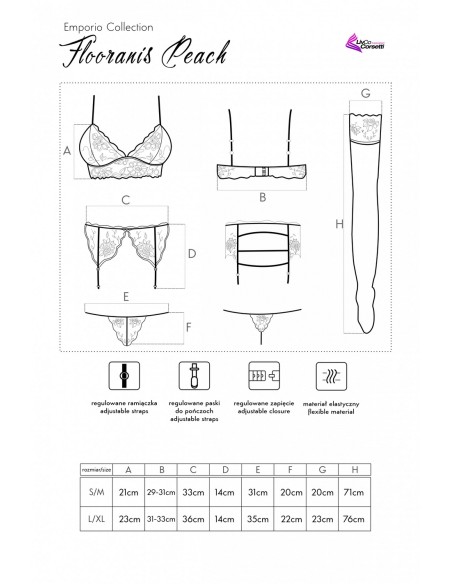 Sensual set flooranis peach emporio collection, Livia Corsetti