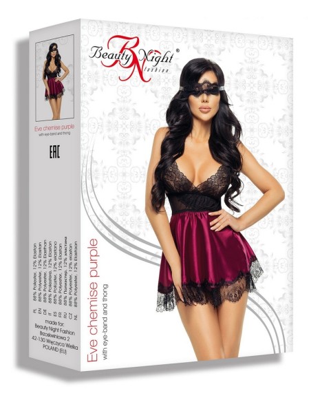 Seksowna koszulka z maską fioletowa Eve Beauty Night Fashion