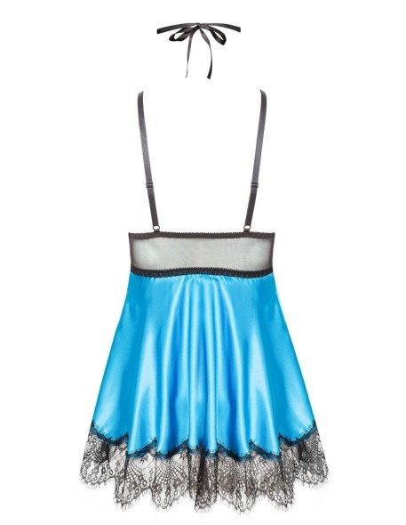 Koronkowa t-shirt night with maską turquoise...