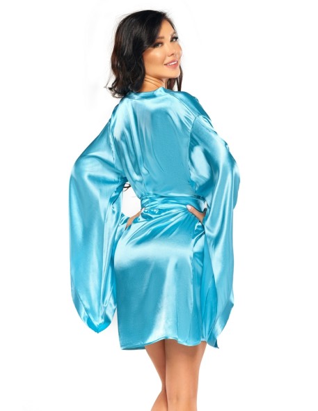Bathrobe satin short turquoise Samira Beauty...