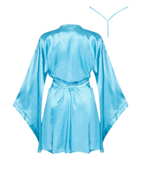 Bathrobe satin short turquoise Samira Beauty...
