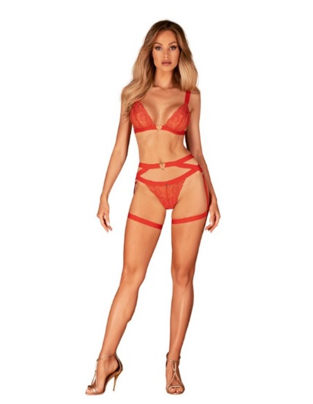 Obsessive Elianes czerwona uprząż erotyczna z pasków, regulowana