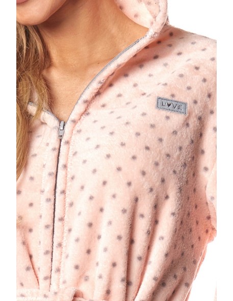 Szlafrok damski na zamek z kapturem L&L ZPPR 9156 