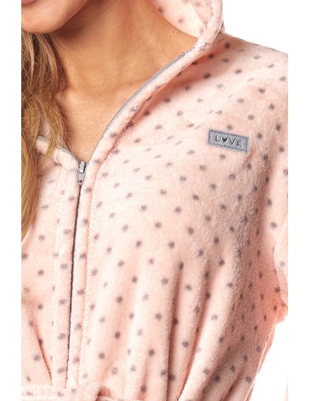 Szlafrok damski na zamek z kapturem L&L ZPPR 9156 