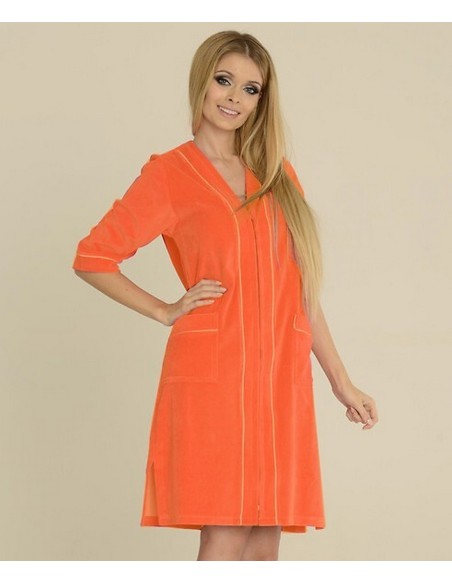 Welur bathrobe ladies' na zipper, De Lafense 974