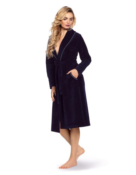 Lydie welur bathrobe ladies' with collar s-2xl, De Lafense 389