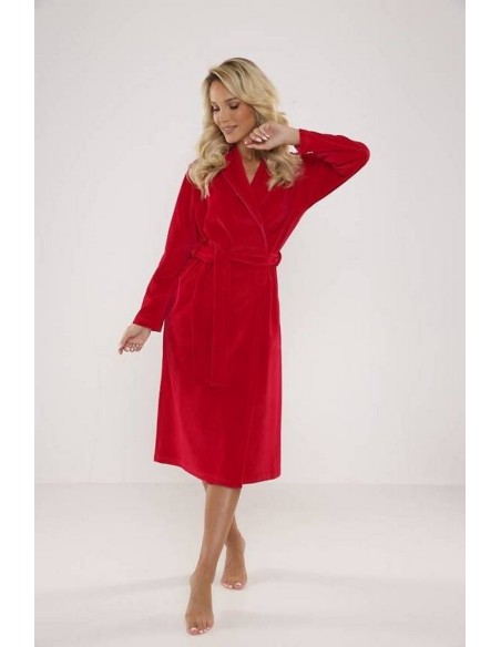 Lydie welur bathrobe ladies' with collar s-2xl, De Lafense 389