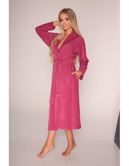 Cerise bathrobe ladies' long with collar m-5xl, De Lafense 590