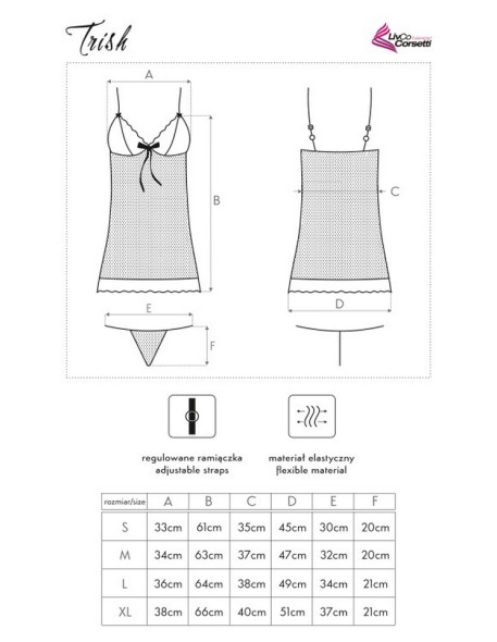 Trish koszulka nocna ze stringami czarna, Livia...