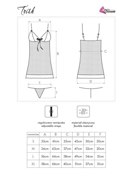 Trish koszulka nocna ze stringami czarna, Livia Corsetti lc 90030 